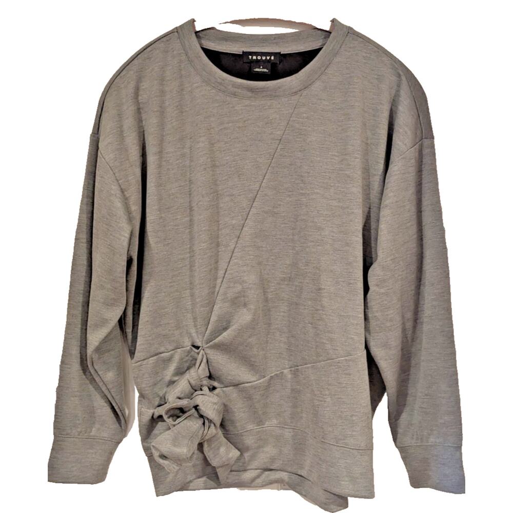 Trouve women's side tie grey sweatshirt Atheisure Sz S Cozy Oversized